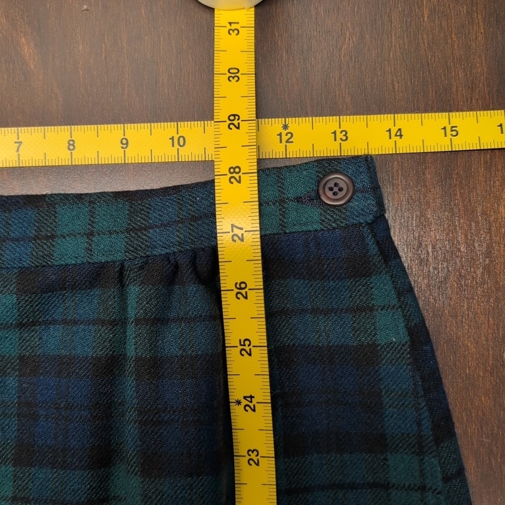 Vintage Pendleton Plaid Wool Skirt Size 6 A-Line Midi Pockets Green Blue Black - Picture 9 of 10